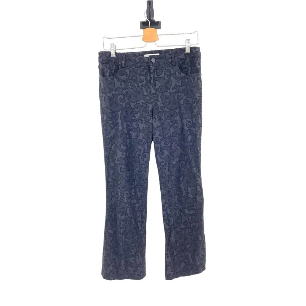 Alice + Olivia Pants Trousers Textured Floral Scroll PrintJacquard Black Size 8